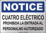 Notice: Electrical Room Unauthorized Personnel Keep Out Spanish Sign