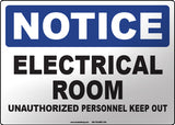 Notice: Electrical Room Unauthorized Personnel Keep Out English Sign