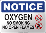 Notice: Oxygen No Smoking No Open Flames English Sign