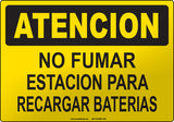 Caution: Battery Charging Area No Smoking Spanish Sign