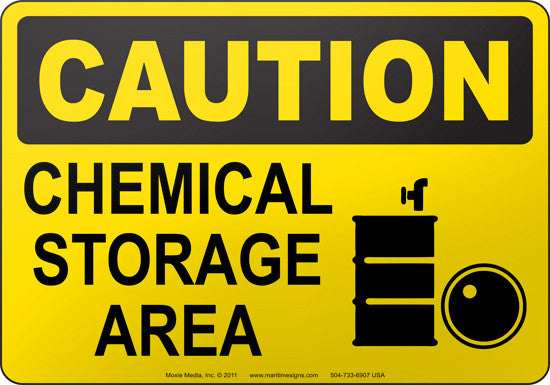 Caution: Chemical Storage Area English Sign