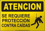 Caution: Fall Protection Required Spanish Sign