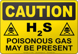 Caution: H2S Poisonous Gas May Be Present English Sign