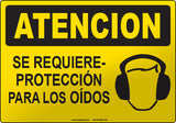 Caution: Hearing Protection Required Spanish Sign