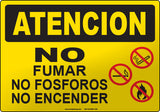 Caution: No Smoking Matches Open Flames Spanish Sign