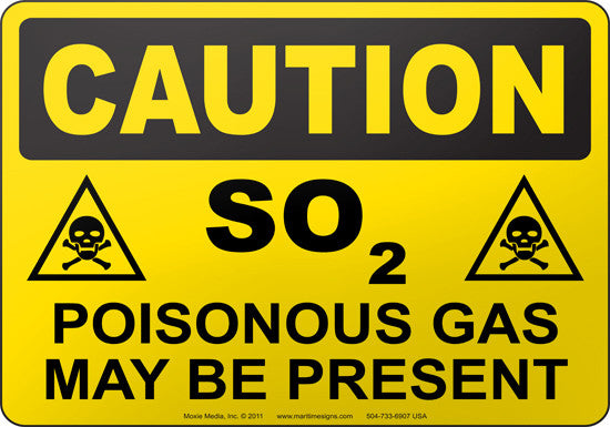 Caution: SO2 Poisonous Gas May Be Present English Sign