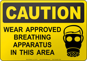 Caution: Wear Approved Breathing Apparatus In This Area