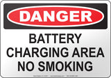 Danger: Battery Charging Area No Smoking Spanish Sign