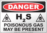 Danger: H2S Poisonous Gas May Be Present English Sign
