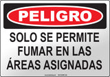 Danger: Smoking In Designated Area Only Spanish Sign