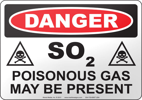Danger: SO2 Poisonous Gas May Be Present English Sign