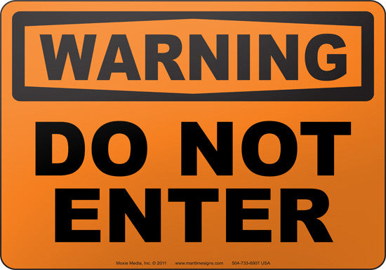 Warning: Do Not Enter English Sign