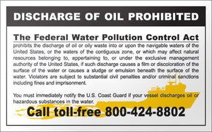 USCG Discharge of Oil Prohibited 5" x 8" Vinyl Sticker