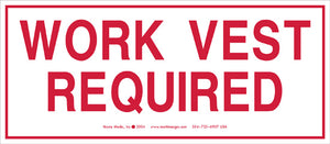 Work Vest Required 3.5" x 8" Vinyl Sticker