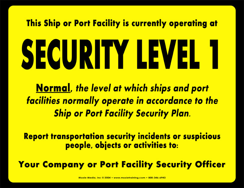 Security Level 1, 2 & 3 Signs - 8.5 x 11 Card Stock (indoor use only)