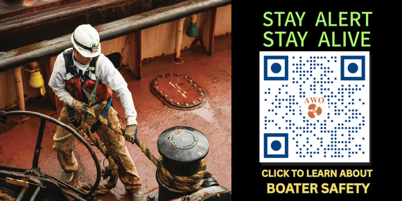 “Stay Alert, Stay Alive” Sticker – Mariner Handling Line on Deck