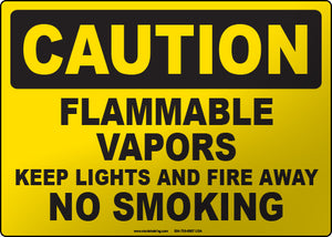Caution: Flammable Vapors Keep Lights and Fire Away No Smoking
