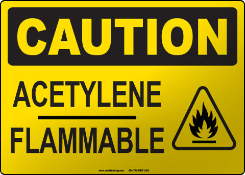 Caution: Acetylene Flammable English Sign