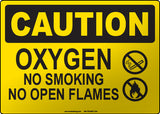 Caution: Oxygen No Smoking No Open Flames English Sign