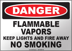 Danger: Flammable Vapors Keep Lights and Fire Away No Smoking