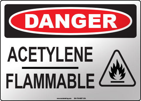 Danger: Acetylene Flammable English Sign