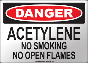 Danger: Acetylene No Smoking No Open Flames
