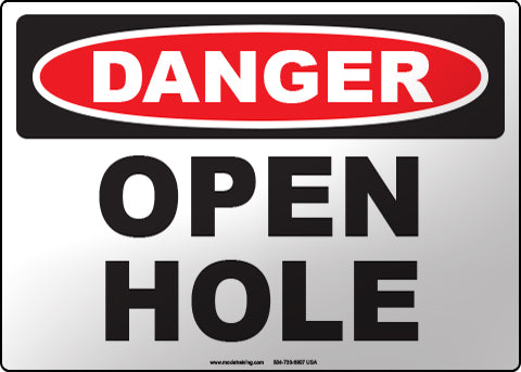 Danger: Open Hole English Sign