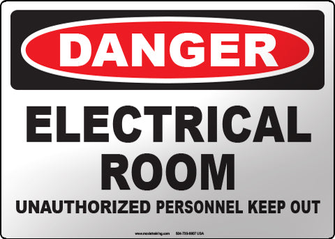 Danger: Electrical Room Unauthorized Personnel Keep Out English Sign
