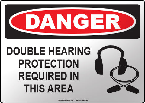 Danger: Double Hearing Protection Required in this Area English Sign