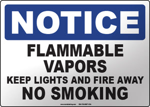 Notice: Flammable Vapors Keep Lights and Fire Away No Smoking