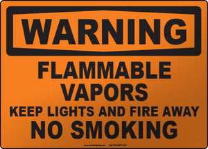 Warning: Flammable Vapors Keep Lights and Fire Away No Smoking