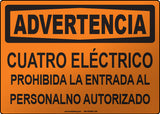 Warning: Electrical Room Unauthorized Personnel Keep Out Spanish Sign
