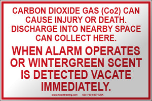 Carbon Dioxide System: Discharge Into Nearby Space Can Collect Here 4" x 6"  Vinyl Sticker