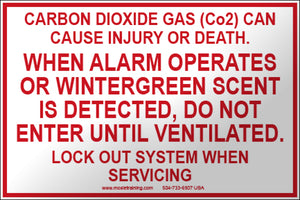 Carbon Dioxide System: Lock Out System When Servicing 4" x 6"  Vinyl Sticker