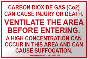 Carbon Dioxide System: Ventilate the Area Before Entering 4" x 6"  Vinyl Sticker