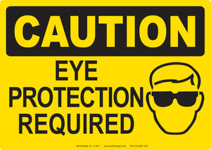 Caution: Eye Protection Required 5" x 7" Vinyl Sticker