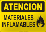 Caution: Flammable Material Spanish Sign