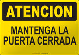 Caution: Keep Gate Closed Spanish Sign