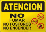 Caution: No Smoking Matches Open Flames Spanish Sign