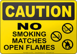 Caution: No Smoking Matches Open Flames English Sign