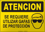 Caution: Safety Glasses Required Spanish Sign