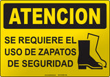 Caution: Safety Shoes Required Spanish Sign