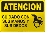 Caution: Watch Your Hands And Fingers Spanish Sign