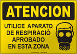 Caution: Wear Approved Breathing Apparatus In This Area Spanish Sign