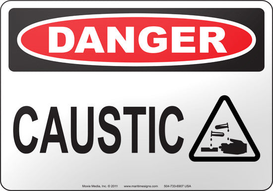 Danger: Caustic English Sign