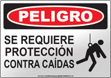 Danger: Fall Protection Required Spanish Sign