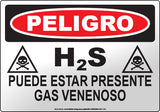 Danger: H2S Poisonous Gas May Be Present Spanish Sign