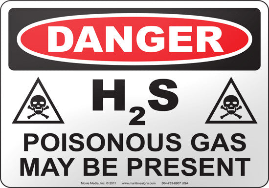 Danger: H2S Poisonous Gas May Be Present English Sign