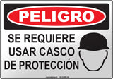 Danger: Hard Hat Required Spanish Sign