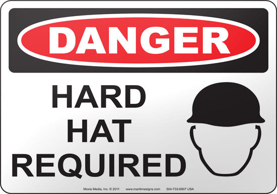 Danger: Hard Hat Required English Sign